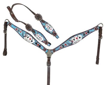 Showman Electric Aces One Ear Headstall and Breast Collar Set #2